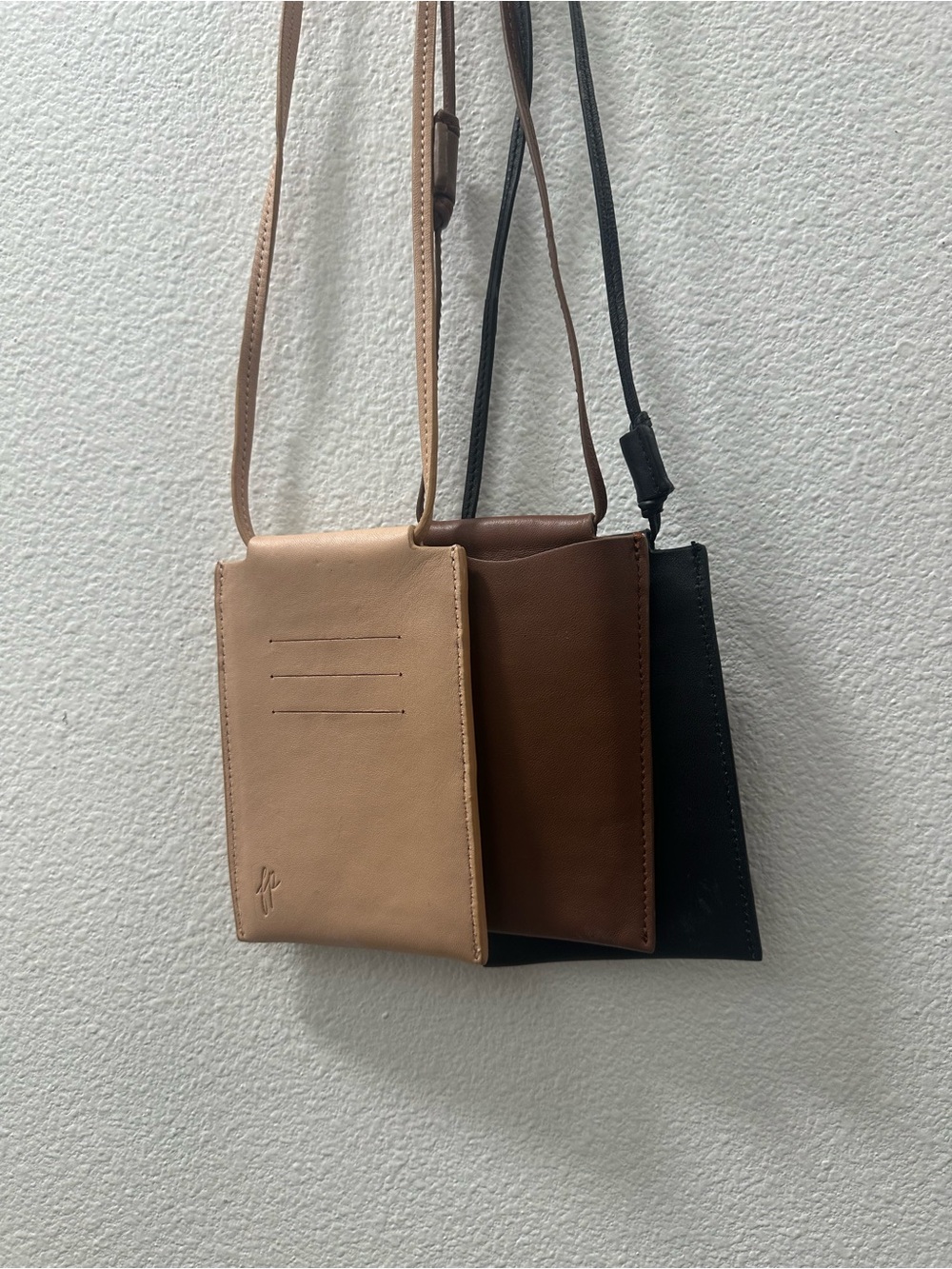 FREE PEOPLE Hudson Set Of 3 Minimalist Brown, Black, Blush Leather